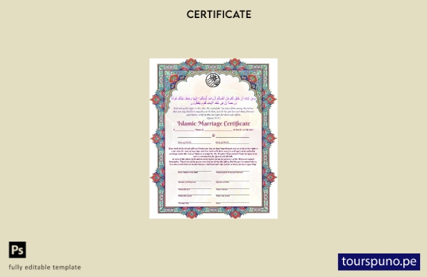 lista para imprimir plantilla de certificado de matrimonio islámico